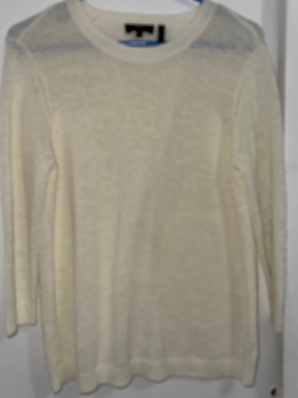 Theory Cream Long-Sleeve Cross back Knit Top